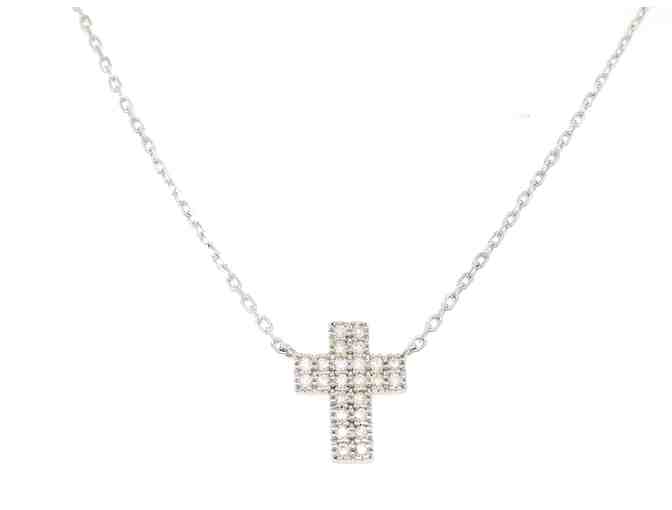 14KT WHITE GOLD DIAMOND CROSS PENDANT NECKLACE