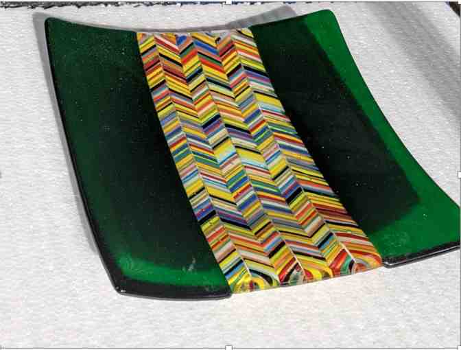 'Chevron' Square Glass Platter by Rocio Smith