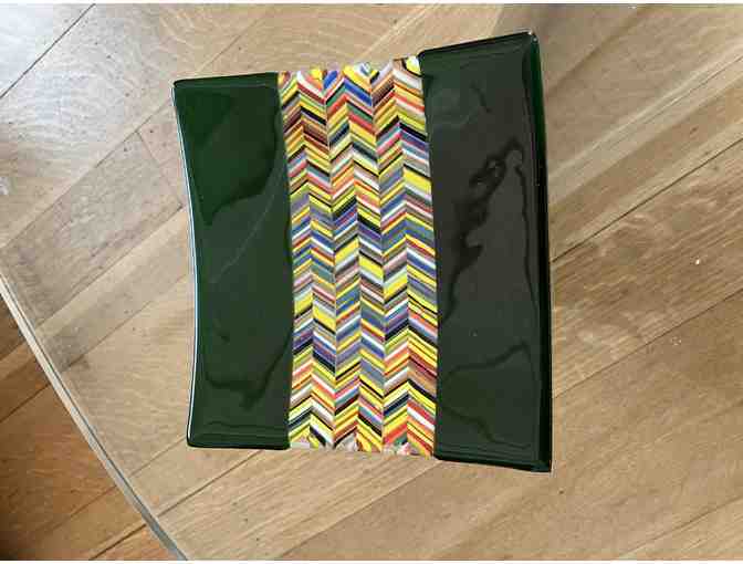 'Chevron' Square Glass Platter by Rocio Smith