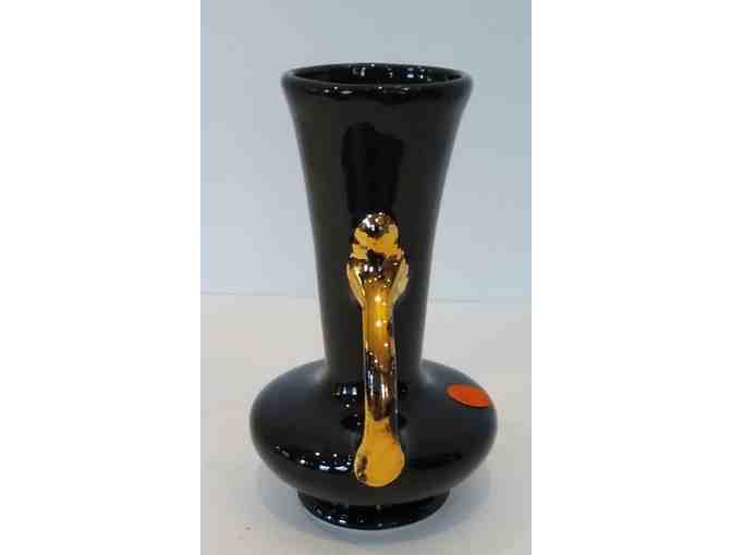 Pearl China, Black & Gold Bud Vase, Hand Painted