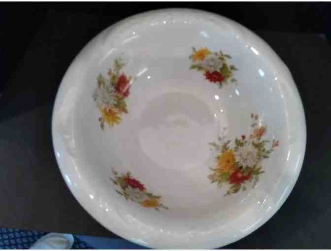 French China Company Large Pitcher & Bowl, Mum Pattern