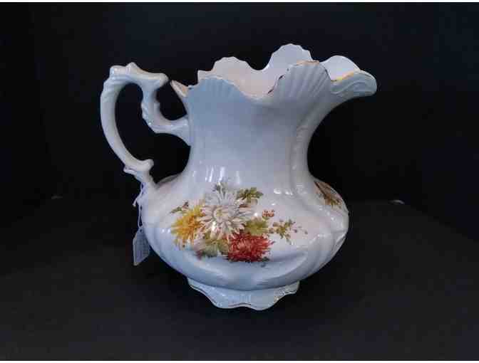 French China Company Large Pitcher & Bowl, Mum Pattern