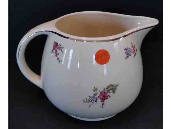Homer Laughlin Priscilla Ovenware Foral & Gold Pitcher