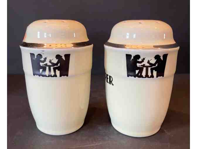 Hall China Silhouette Medallion Salt & Pepper Shakers