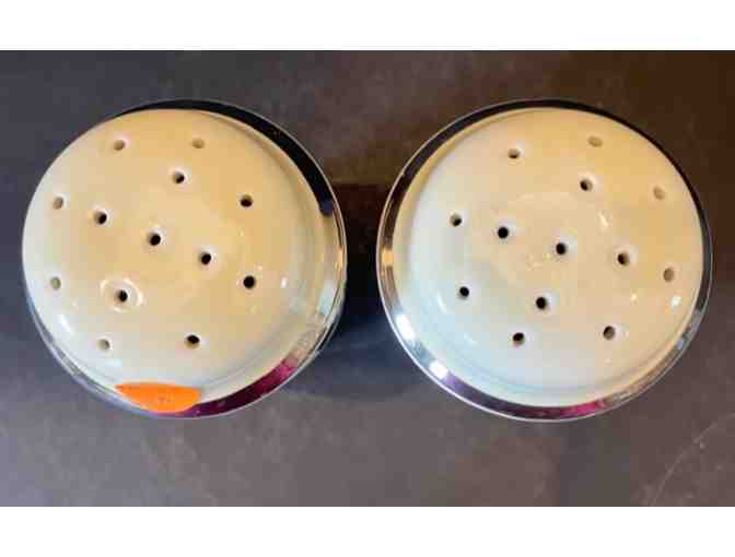 Hall China Silhouette Medallion Salt & Pepper Shakers