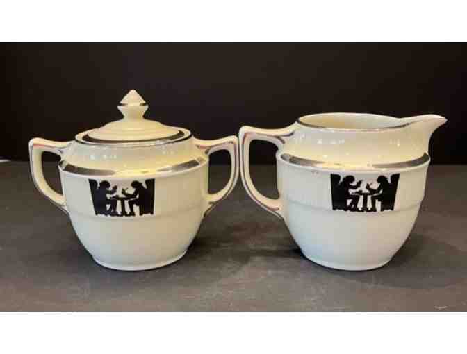 Hall China Silhouette Medallion Cream & Sugar Set