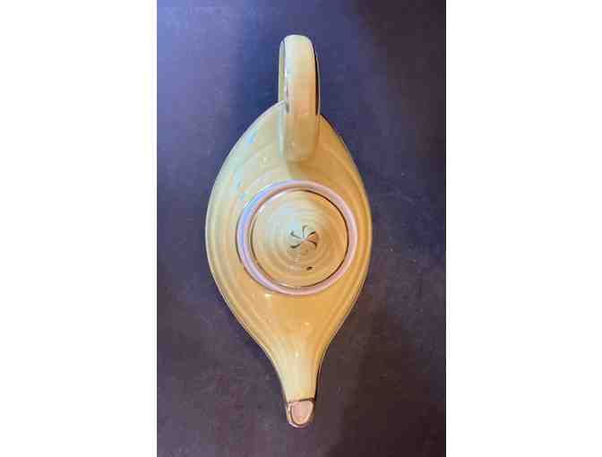Hall China Alladin Teapot Canary with Golden Broke Line