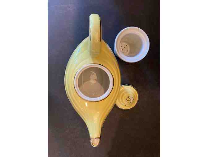 Hall China Alladin Teapot Canary with Golden Broke Line