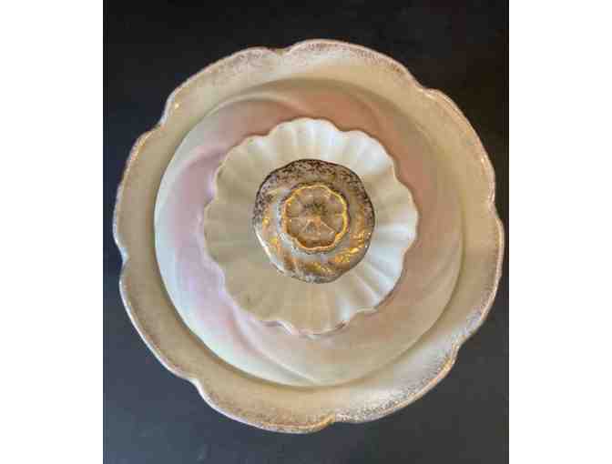 Knowles Taylor & Knowles KT&K Cracker Jar Pink & White with Lid