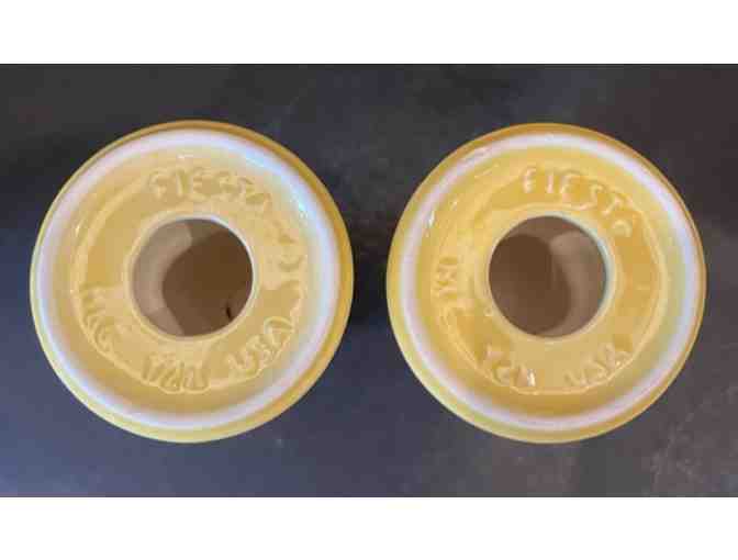 Homer Laughlin Fiesta Y-2K Yellow Candle Holder 2 pc.