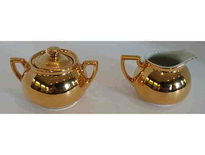 Halll China Golden Glo Sugar 320 w/Lid & Creamer 321