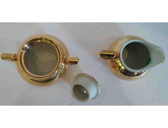 Halll China Golden Glo Sugar 320 w/Lid & Creamer 321