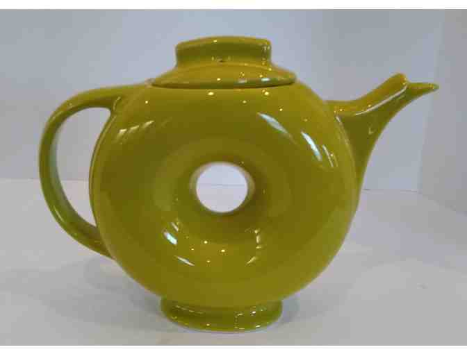 Hall China Donut Teapot Lemon Grass with Lid -- RARE