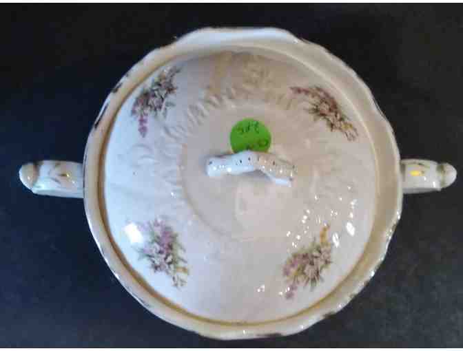 Sterling China White Covered Serving Bowl Floral Pattern