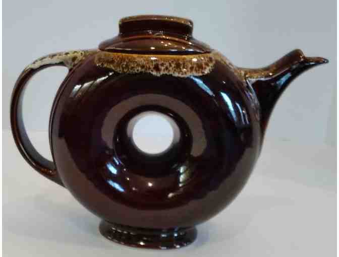 Hall China Donut Teapot Antique Brown Drip with Lid