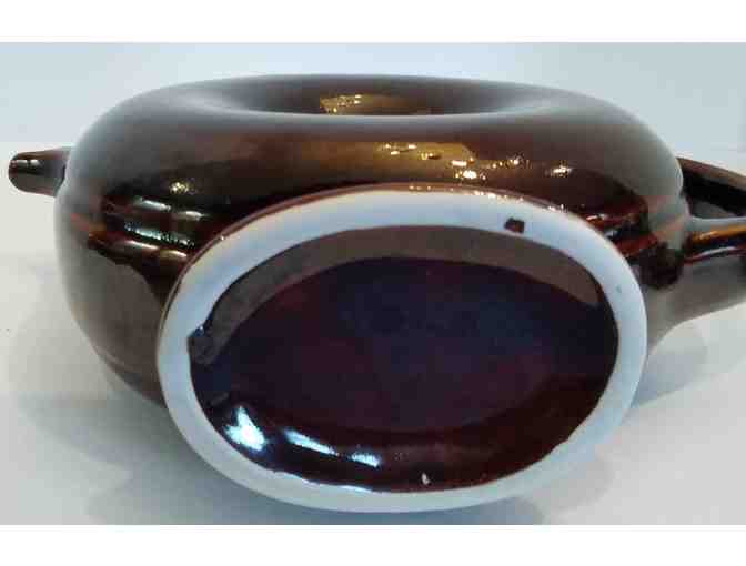 Hall China Donut Teapot Antique Brown Drip with Lid