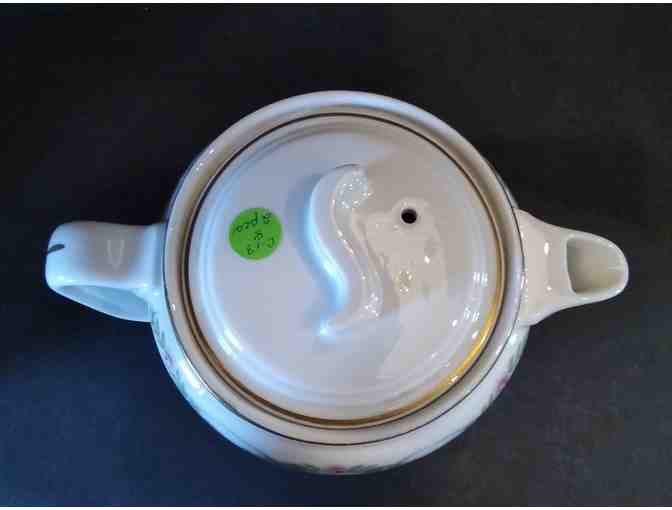 Hall China Coffee Pot White with Rose Trim