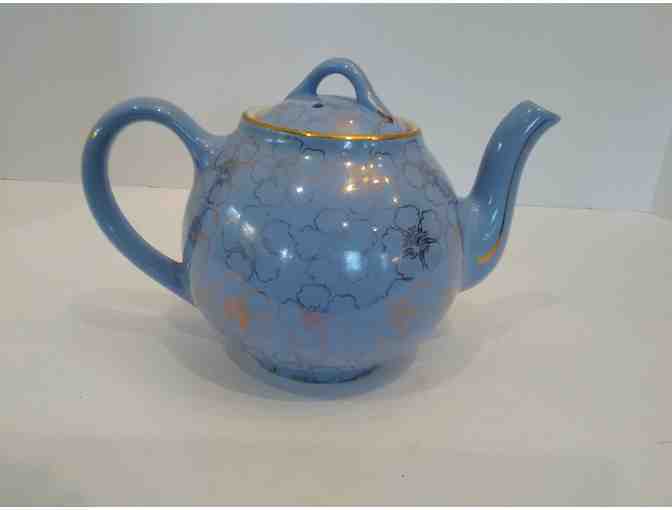 Hall China Teapot Blue & Gold