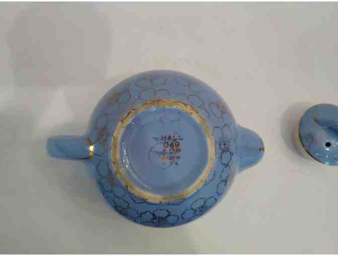 Hall China Teapot Blue & Gold