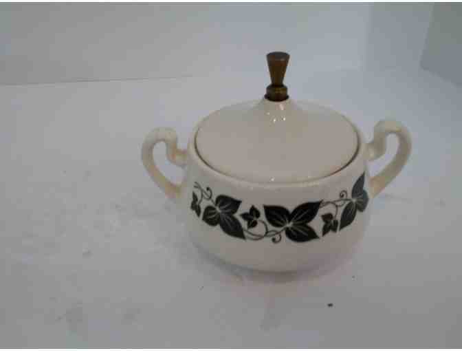 Hall China Divided Vegetable Tray & Homer Laughlin Sugar Bowl