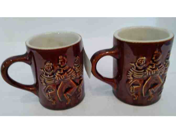 Hall China Brown Mugs Dancing Sailors 2 pcs