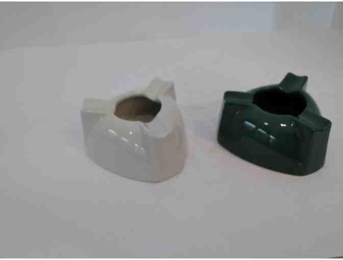 Hall China #693 Ashtray 2 pcs Green & White