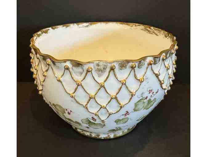 KT&K Lotus Ware Bowl Trimmed in Gold Lace