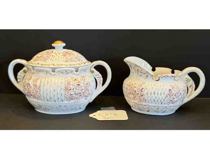 KT&K Lotus Ware Cream & Sugar Bowl