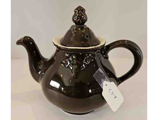 Hall China Grape Leaf Taupe Brown Teapot