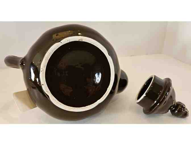 Hall China Grape Leaf Taupe Brown Teapot