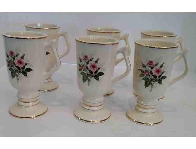 Hall China Irish Coffee Mugs Heather Rose & Gold, 6 pcs