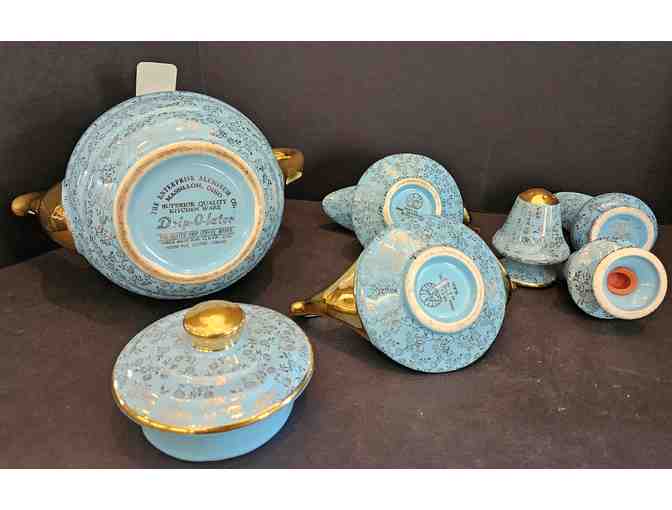 Pearl China 7 pc Set Blue Teapot & Assort