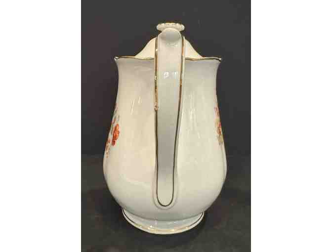 Hall China Drip-o-Lator Coffee Pot, Creamer, and Sugar Floral Design