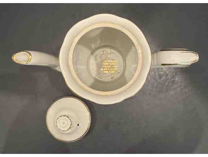 Hall China Drip-o-Lator Coffee Pot, Creamer, and Sugar Floral Design