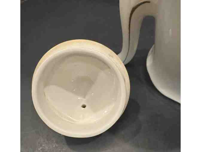 Hall China Drip-o-Lator Coffee Pot, Creamer, and Sugar Floral Design