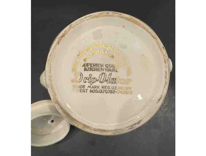 Hall China Drip-o-Lator Coffee Pot, Creamer, and Sugar Floral Design