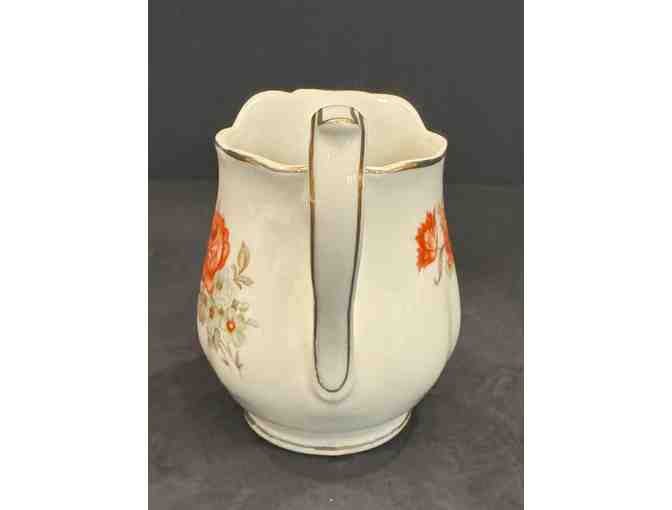Hall China Drip-o-Lator Coffee Pot, Creamer, and Sugar Floral Design