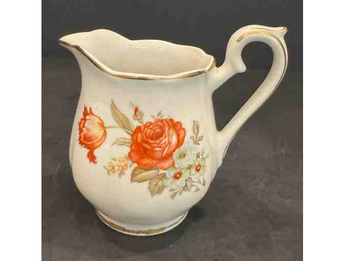Hall China Drip-o-Lator Coffee Pot, Creamer, and Sugar Floral Design