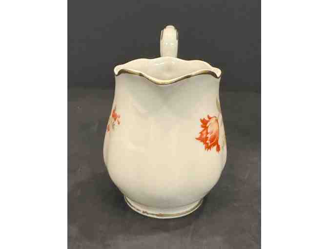 Hall China Drip-o-Lator Coffee Pot, Creamer, and Sugar Floral Design