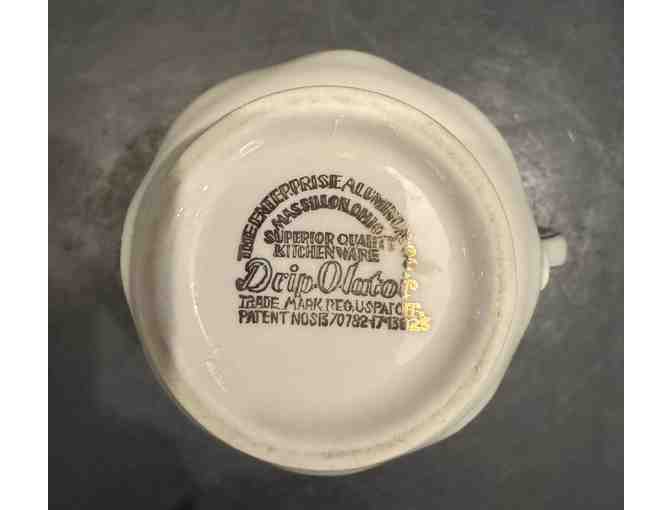 Hall China Drip-o-Lator Coffee Pot, Creamer, and Sugar Floral Design