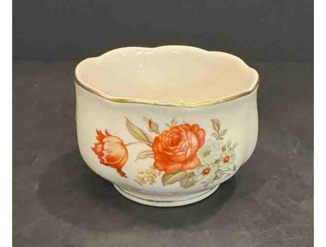 Hall China Drip-o-Lator Coffee Pot, Creamer, and Sugar Floral Design