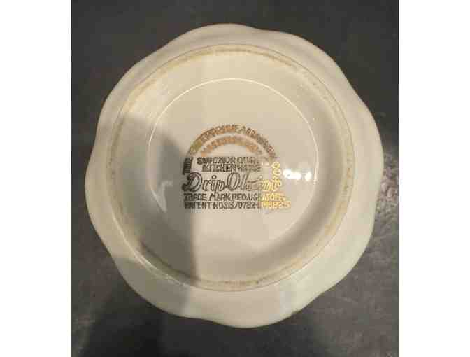 Hall China Drip-o-Lator Coffee Pot, Creamer, and Sugar Floral Design