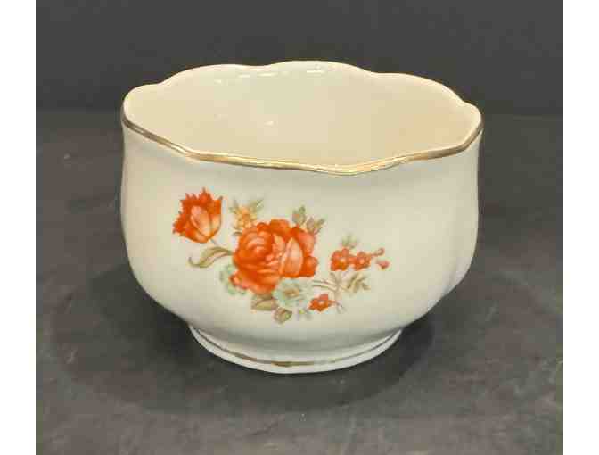 Hall China Drip-o-Lator Coffee Pot, Creamer, and Sugar Floral Design