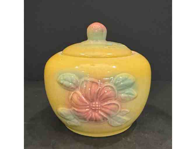 Hall China Vintage Grease Jar and Pitcher Yellow & Flowers