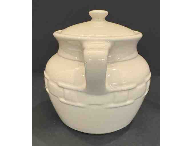 Longaberger Woven Tradition 2 Handle Ivory Cookie Jar