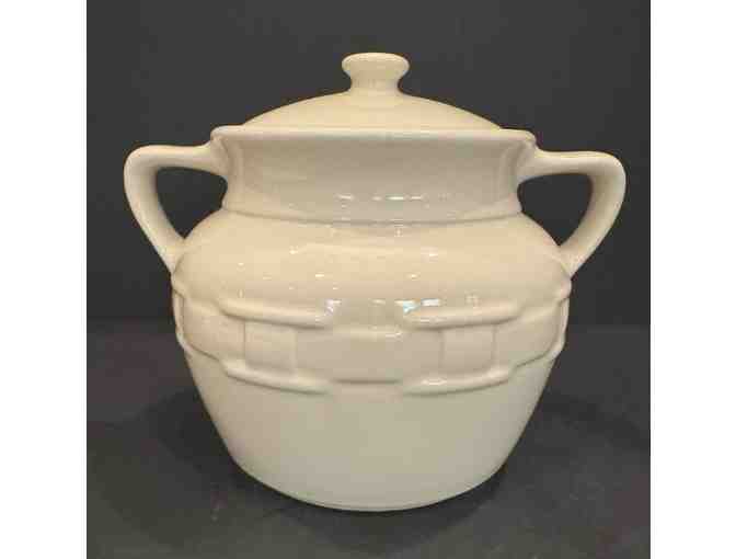 Longaberger Woven Tradition 2 Handle Ivory Cookie Jar