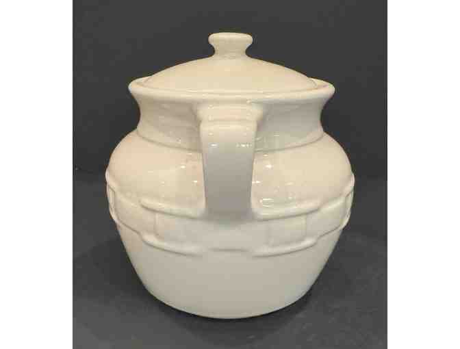 Longaberger Woven Tradition 2 Handle Ivory Cookie Jar