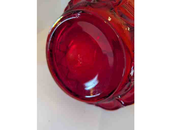 Fenton Glass Red Color Basket and Candy Dish