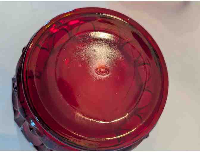 Fenton Glass Red Color Basket and Candy Dish