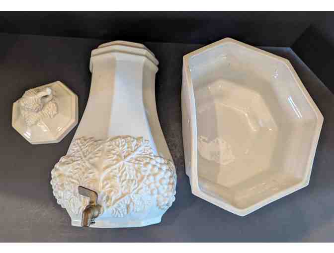 Antique Red Cliff Ironstone Pottery Wall Mount Water Cooler with Under Basin